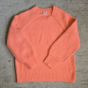 J. Crew Women's 20% Wool, 6%  Alp Orange Honeycomb Sleeve Crew Sweater. M, NWOT